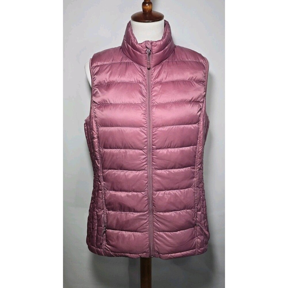 Women's HeatKeep Solid Down Feathers Puffer Vest Size L In A Dusty Rose Color
